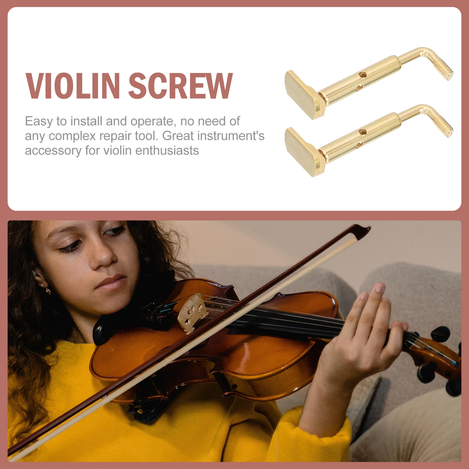 

2pcs Violin Chinrest Screws Metal Durable Rustproof Easy Install Accessories Parts for Violin Enthusiasts Musical Instruments