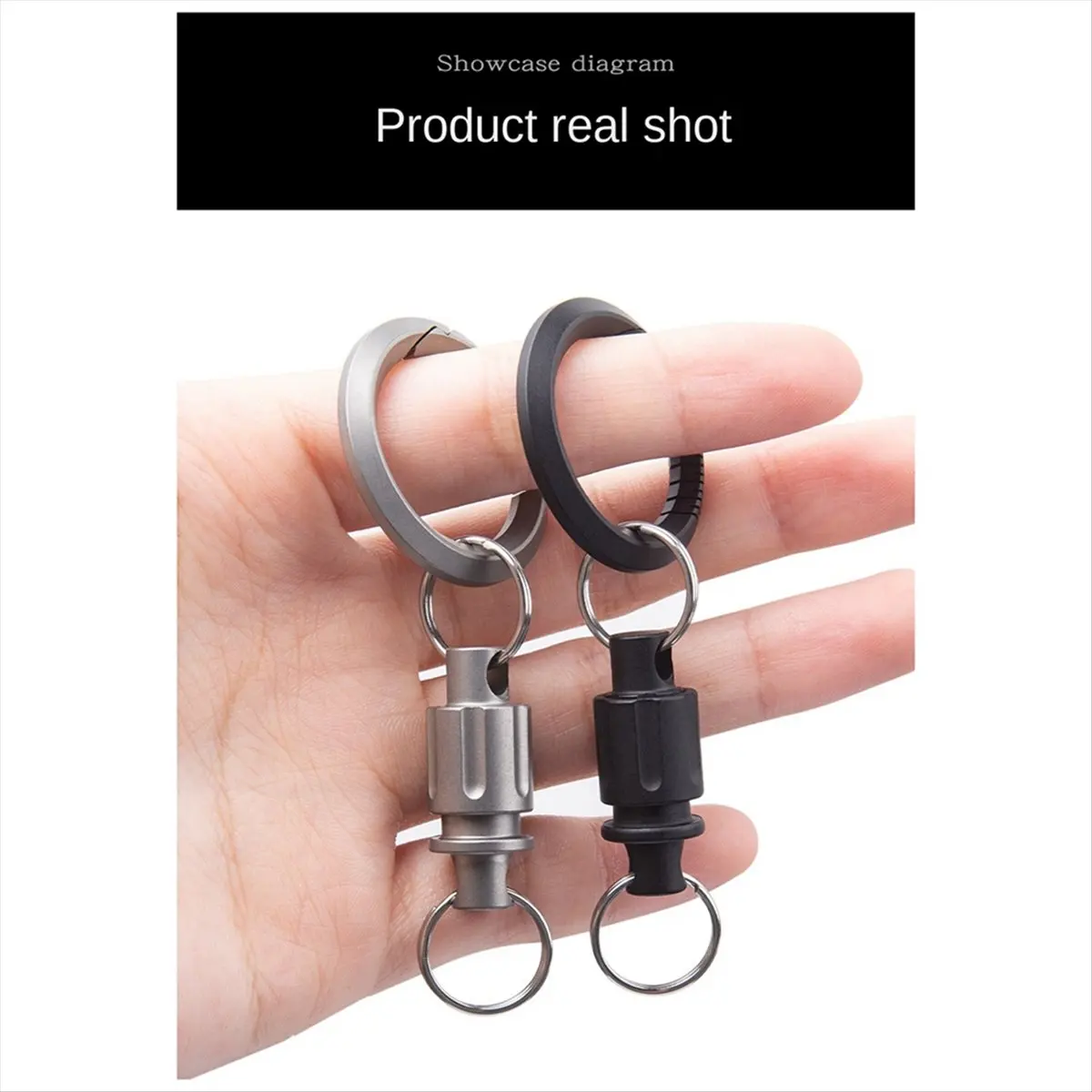 ABQR سبائك التيتانيوم المفاتيح العالمي مشبك سيارة المفاتيح البسيطة الدورية مشبك قلادة-الفضة