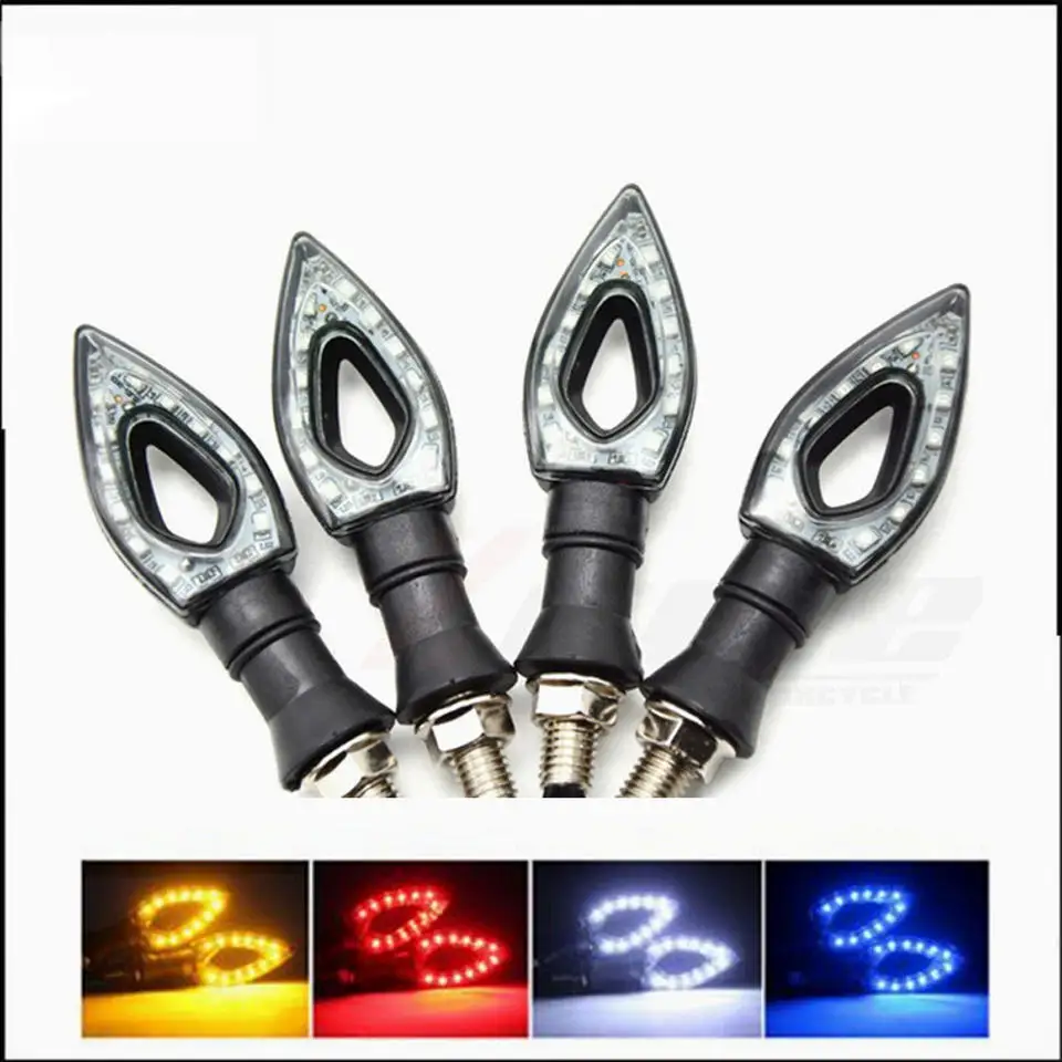 2pcs Motorcycle LED Turn Signal Light 5 Color Amber Blade Indicator Blinker Indicators Waterproof  Motorcycle Flashers Lighting