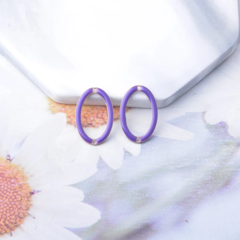 20 Stück ovalförmige Verbindungs-Emaille-Anhänger aus Kupfer mit Öltropfen-Effekt, Zweiloch-Ohranhänger, DIY-Schmuck, Ohrringe, Halsketten-Zubehör – Detail 11
