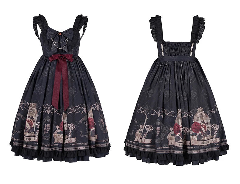 - Nightingale and Rose - Gothic Black and Red JSK Dress by With PUJI view 6