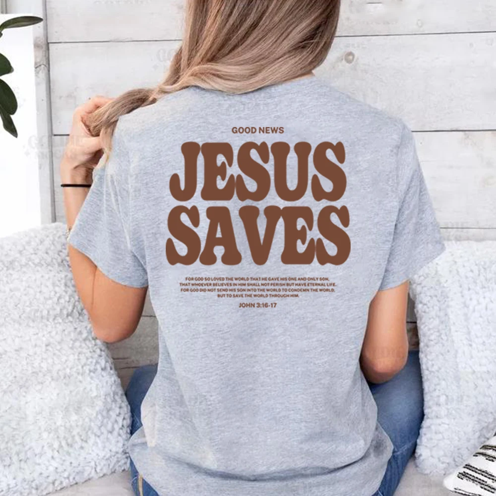 Vintage Jesus Saves Apparel Jesus The Way The Truth The Life Shirt for Women Retro Christian Tshirt Unisex Y2k Trendy Summer Top