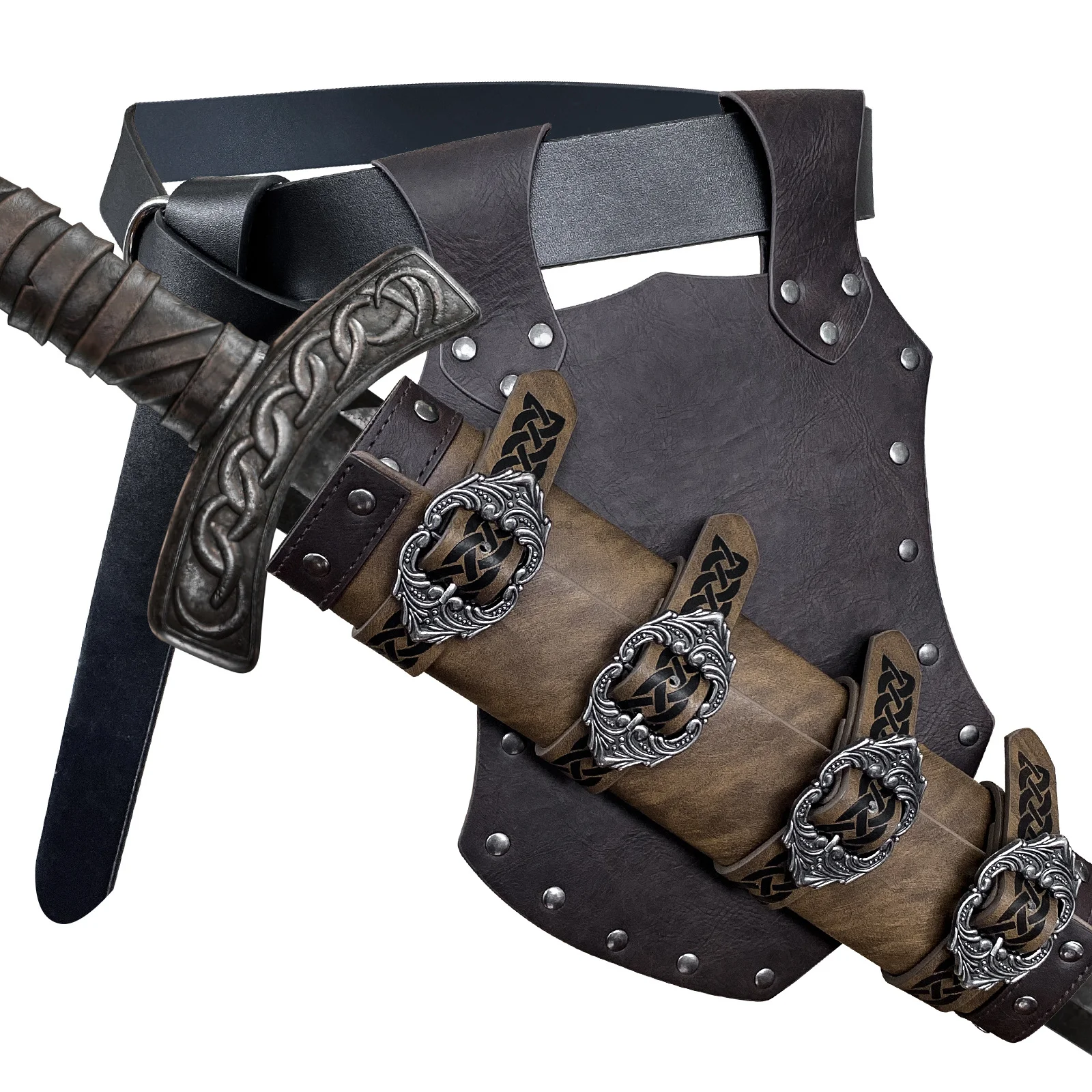 Sword Sheath Fixing Tool Medieval Vintage Rapier Scabbard Holder Sword Frog Carrier for Adults Men Knight Cosplay Costume Prop 3