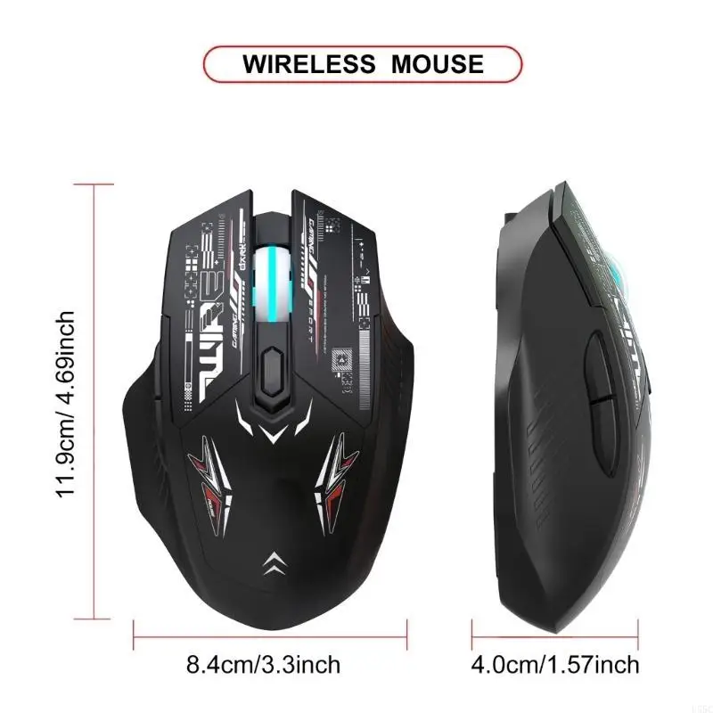 Mouse wireless ergonomico a doppia modalità con retroilluminazione a LED, compatibile con Bluetooth e 2,4 Ghz per giocatori professionisti