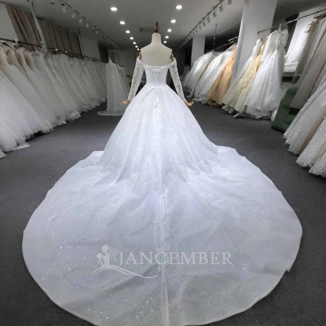 Vestidos de casamento Vestidos de noiva requintados Promoção Scoop Beading Mangas completas Robes Charmantes فساتudenudenات mireislav Personalizado 2025
