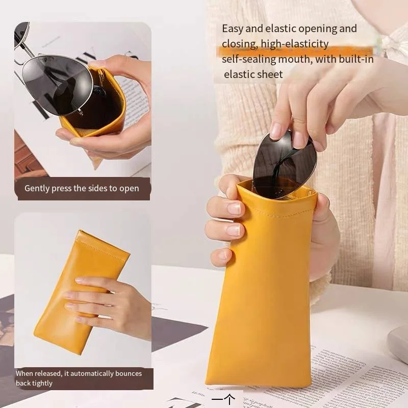 1/2pcs Automatic Closed Sunglasses Case PU Leather Glasses Storage Bag Waterproof Glasses Protective Cover Eyewear Storage Bag