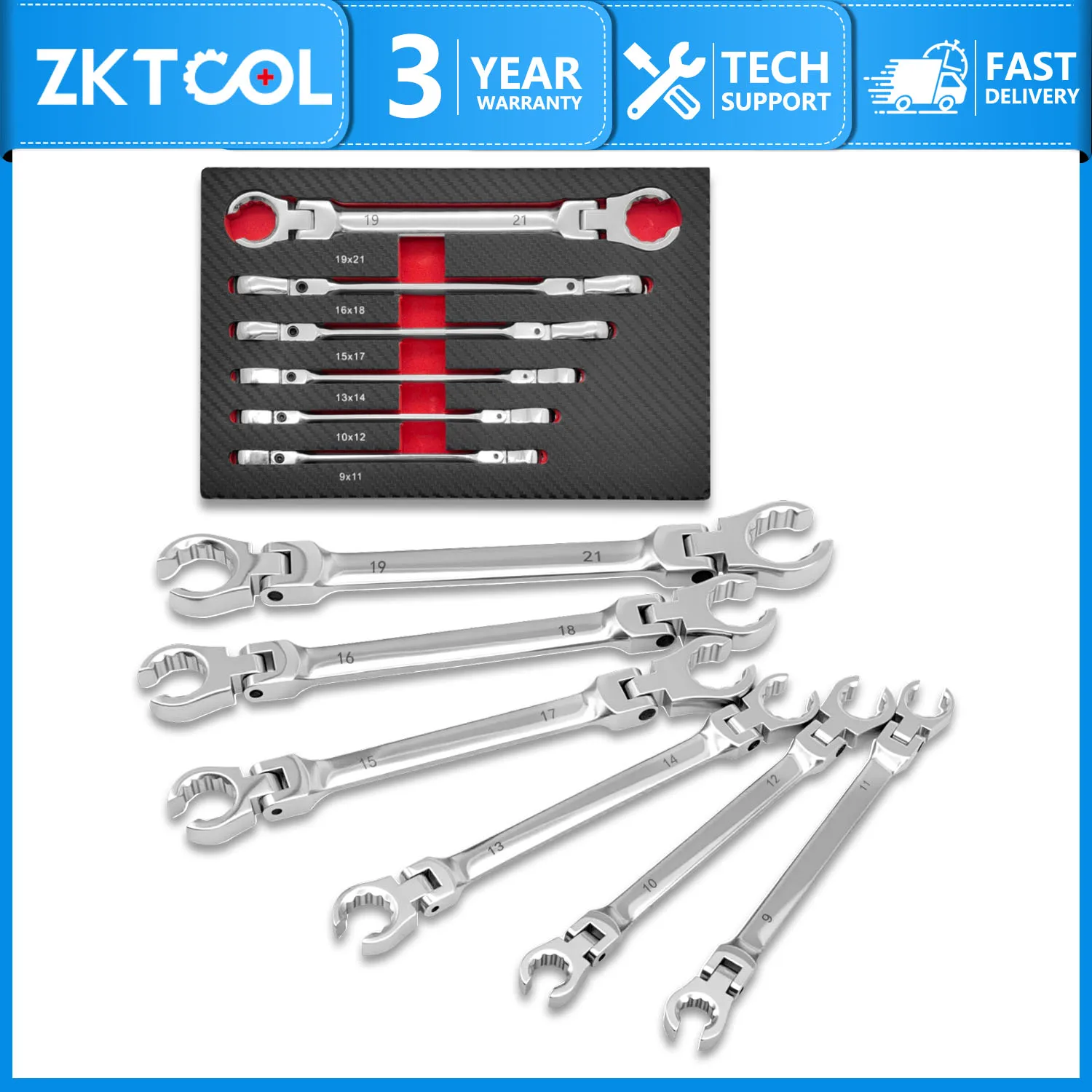 

Набор гибких ключей с раструбными гайками из 6 предметов, 9–21 мм, метрический ключ с трещоткой с гибкой головкой, комбинированный ремонт автомобиля