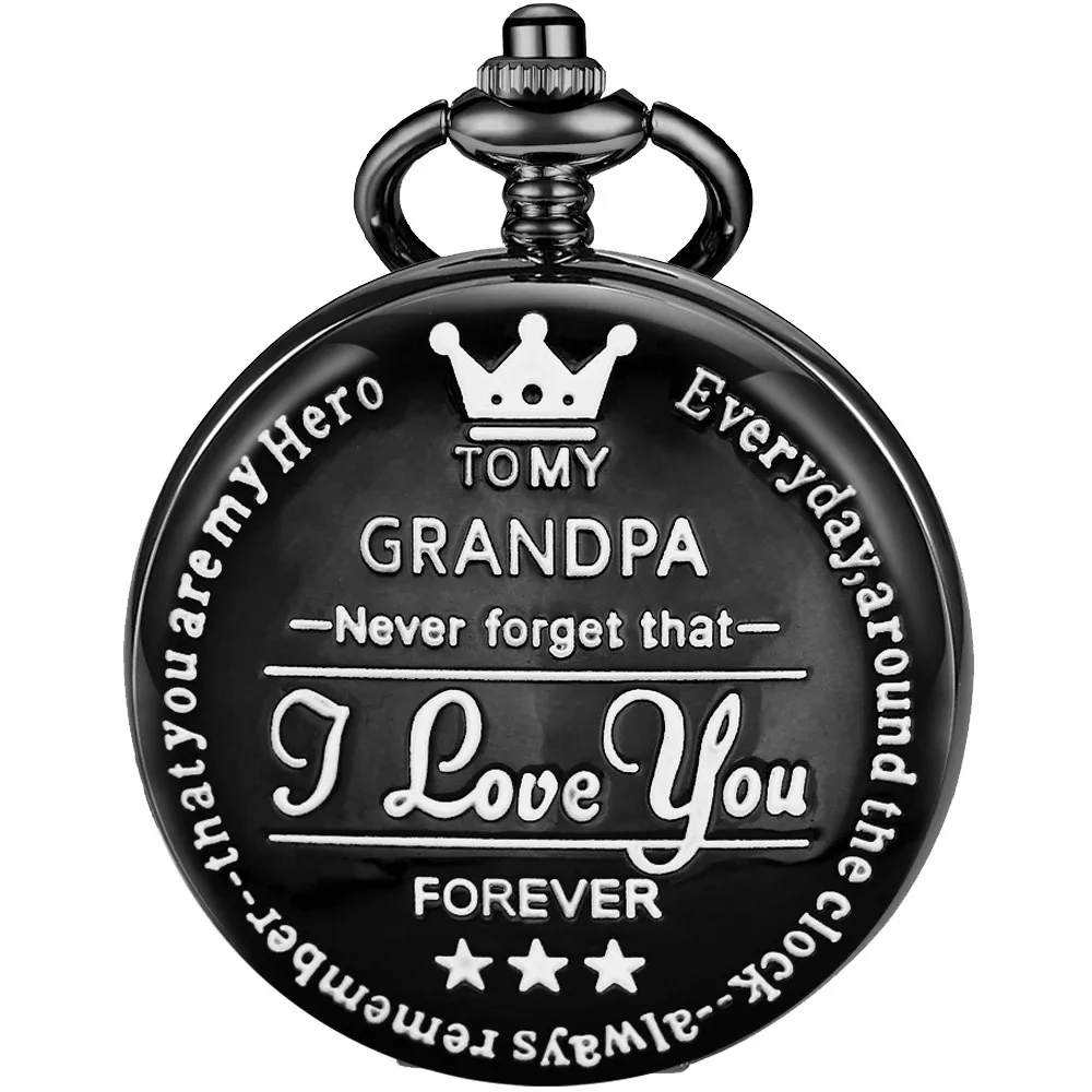 "A mio nonno" Ti amo per sempre Orologio da tasca al quarzo Tema vintage Collana pendente da uomo Orologio a catena Fob Miglior orologio regalo