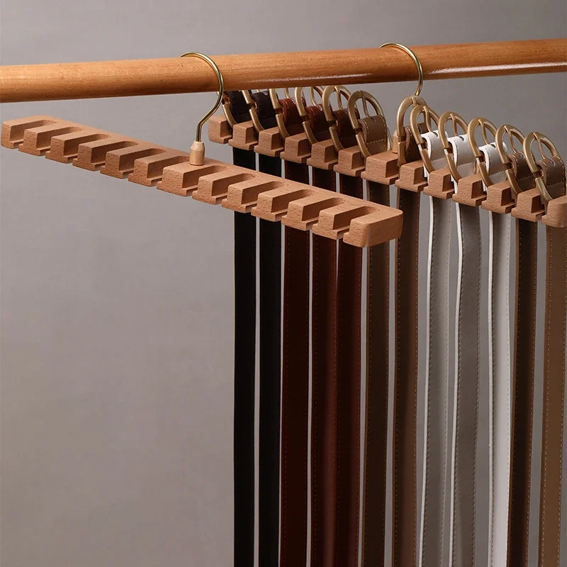 

Belt Hanger For Closet Wooden Belts Organizer Belt Rack With 360 Rotation Swivel Hook Tie Display For Closet Door Wall New
