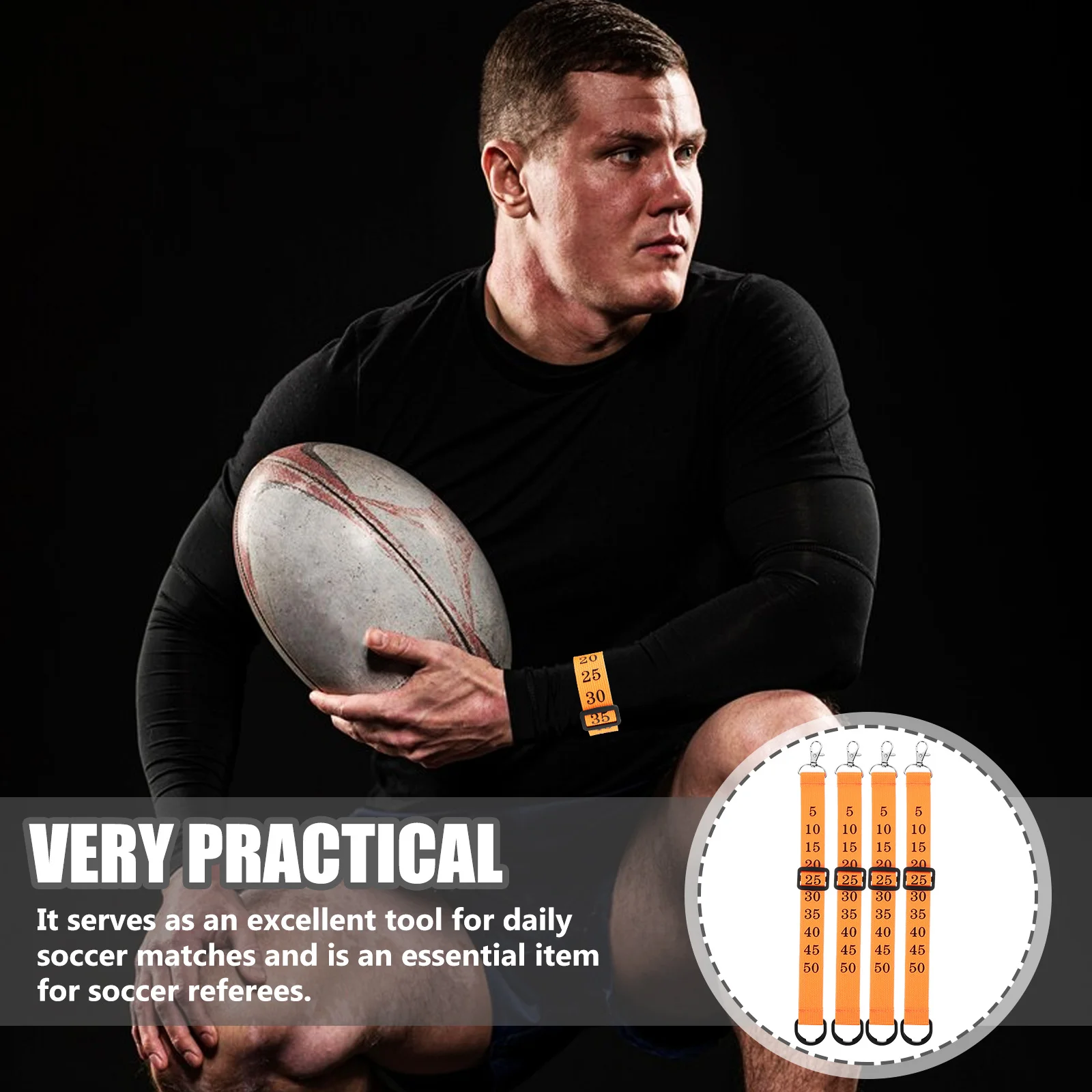 

4pcs Referee Chain Clips Football Numbered Wrist Band Durable Smooth Grip For Soccer Referee Accessories Team Sports