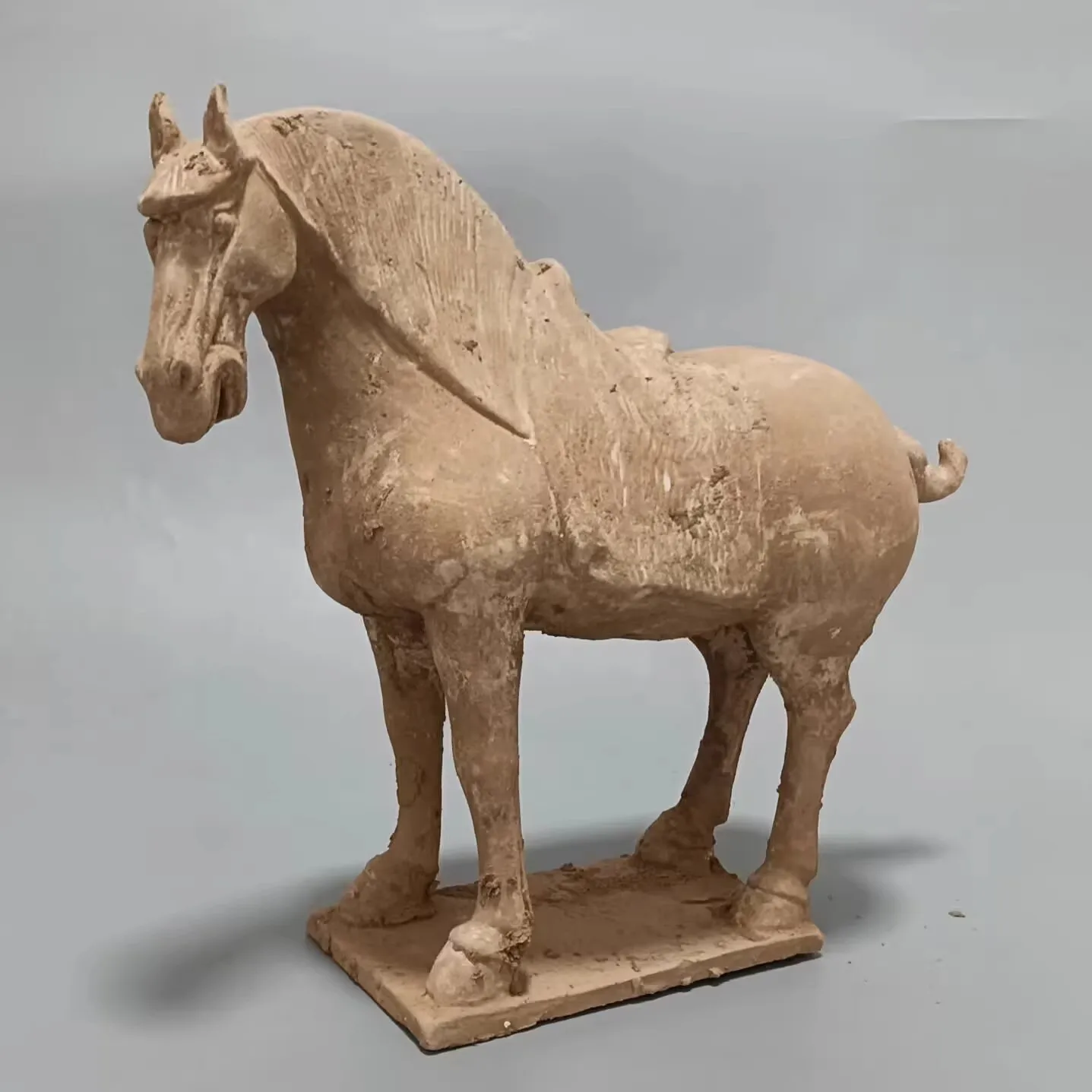 Old Tang dynasty pottery horse Statue,Warrior on horseback; Porcelain ornaments and antiques