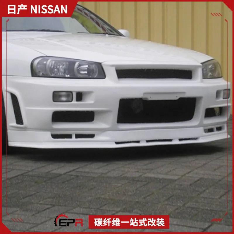 

Подходит для модифицированного переднего бампера Nismo Nissan GTR Skyline R34, передней губы, большой объемный передний бампер из смолы.