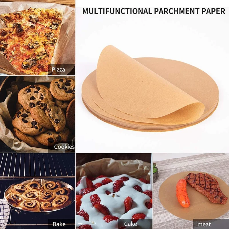 200 Pcs 8 Inches Unbleached Parchment Paper Baking Sheets Round, Perfect For Baking Grilling Air Fryer Steaming Bread Cup Cake C