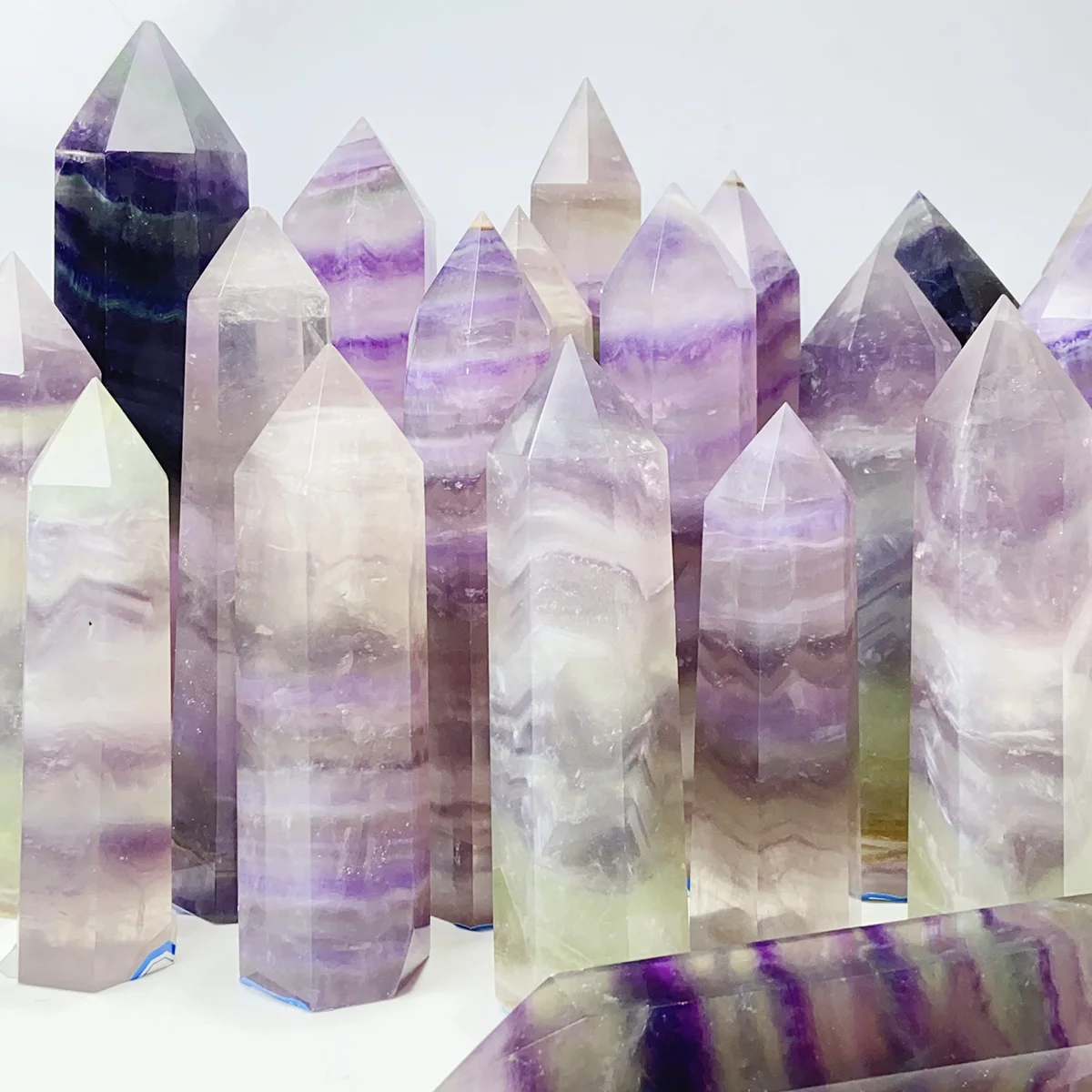 Natural Crystal Silk Fluorite Tower Point, Energy Meditation Wand, Room Decoration, Gemstone Gift