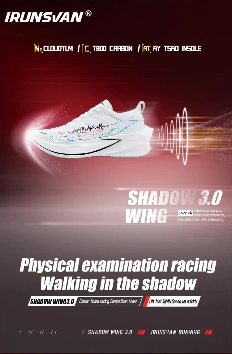 IRUNSVAN 2025 Shadow Wing 3.0 Full Palm T800 Carbon Board Running Shoes Breathable and Durable Sports Shoes for Men and Women