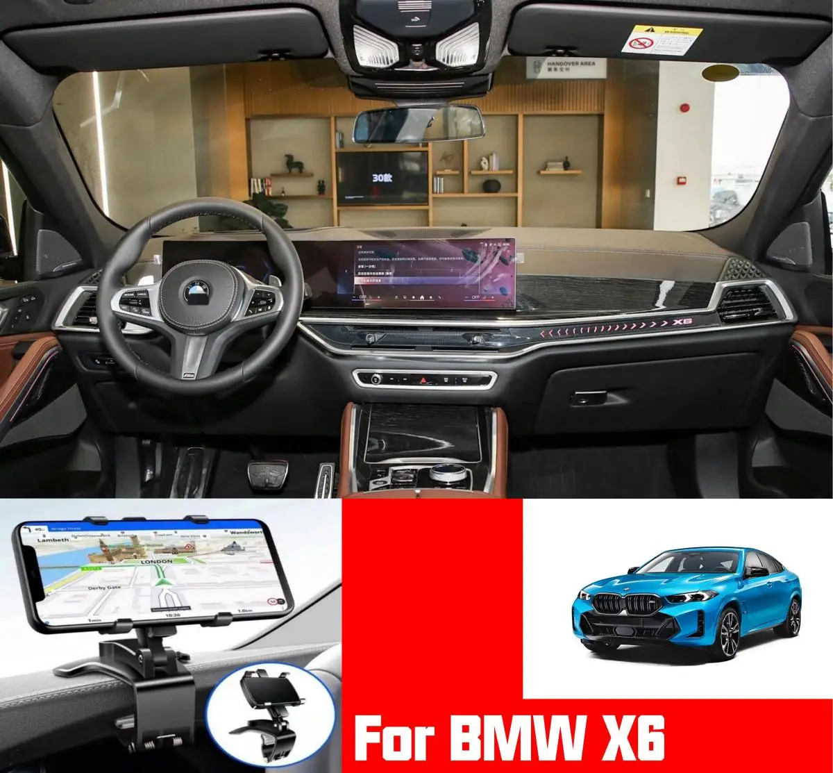 

Car mobile phone navigation stand for BMW X6 can be installed on the rearview mirror, dashboard and sun visor