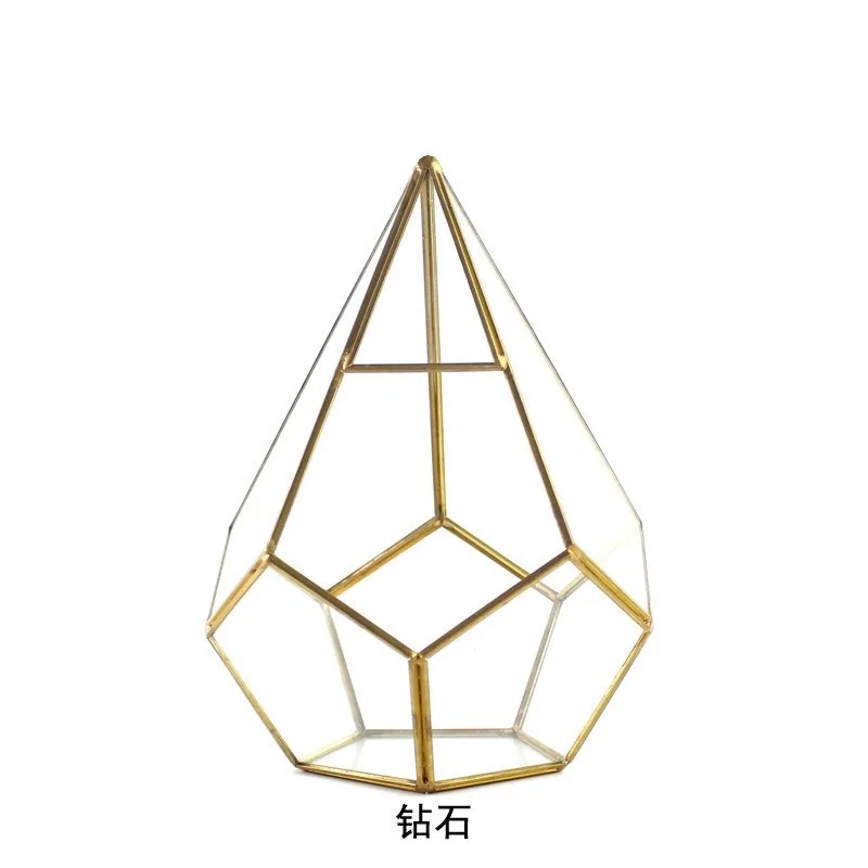 European Creative Geometric Glass Terrarium Pyramid for Succulents Preserved Flowers and Jewelry