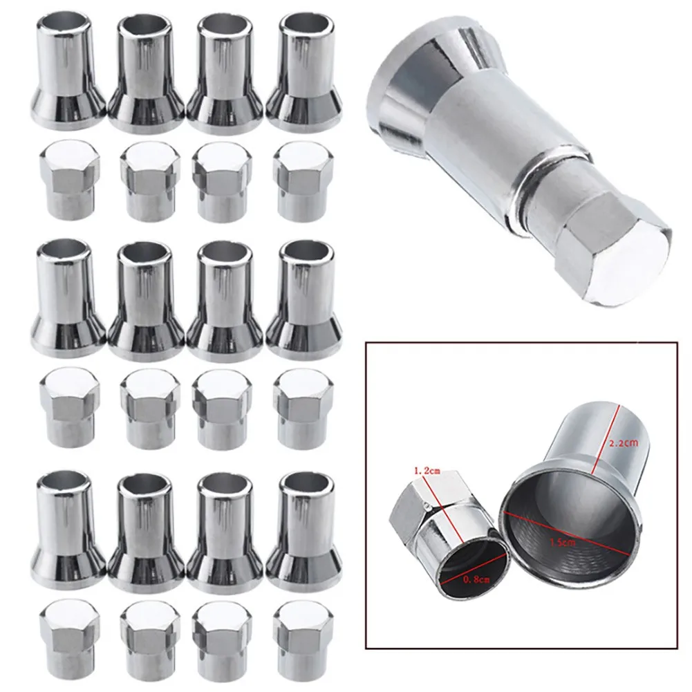 12pcs TR413 Chrome Car Truck Tire Wheel Tyre Valve Hex Cap W/ Sleeve Covers Car Universal