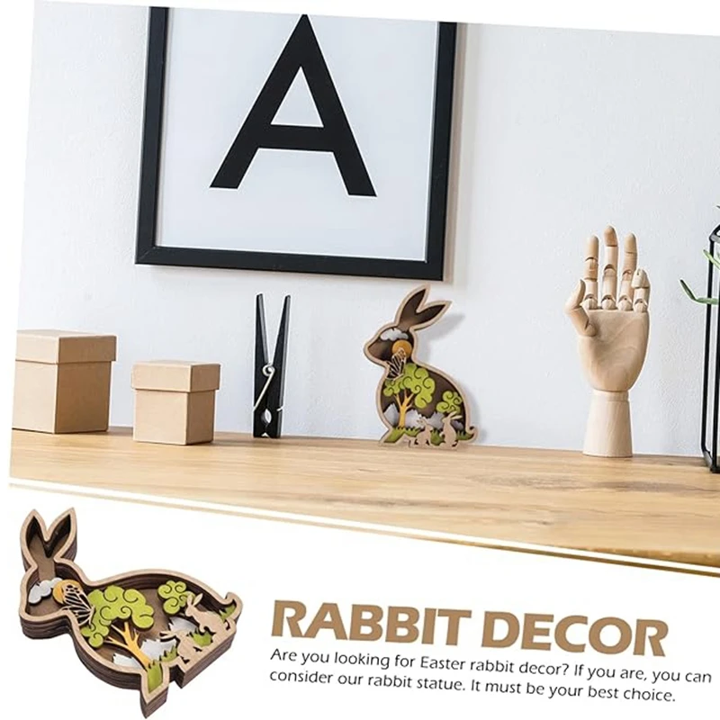 Adorno hueco, conejito de madera, decoraciones de madera, adornos de madera de Pascua