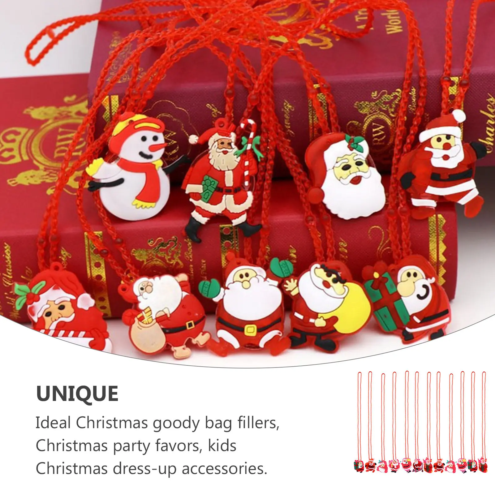 

12Pcs Christmas LED Light Up Necklace Glow Pendant Fashion Jewelry for Kids Party Favors Goody Bag Fillers Christmas Decor