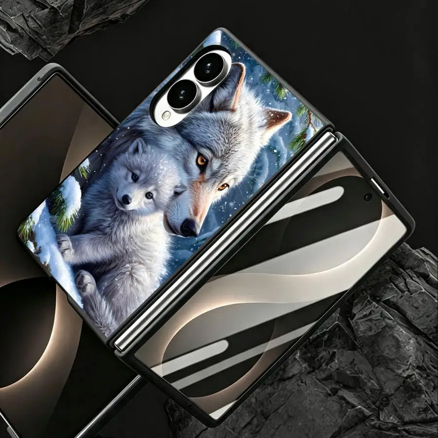 Case for Samsung Galaxy Z Fold 8 ZFold Wide ZFold8 Z Fold8 Wide Luxury Phone Cover Wolf Family