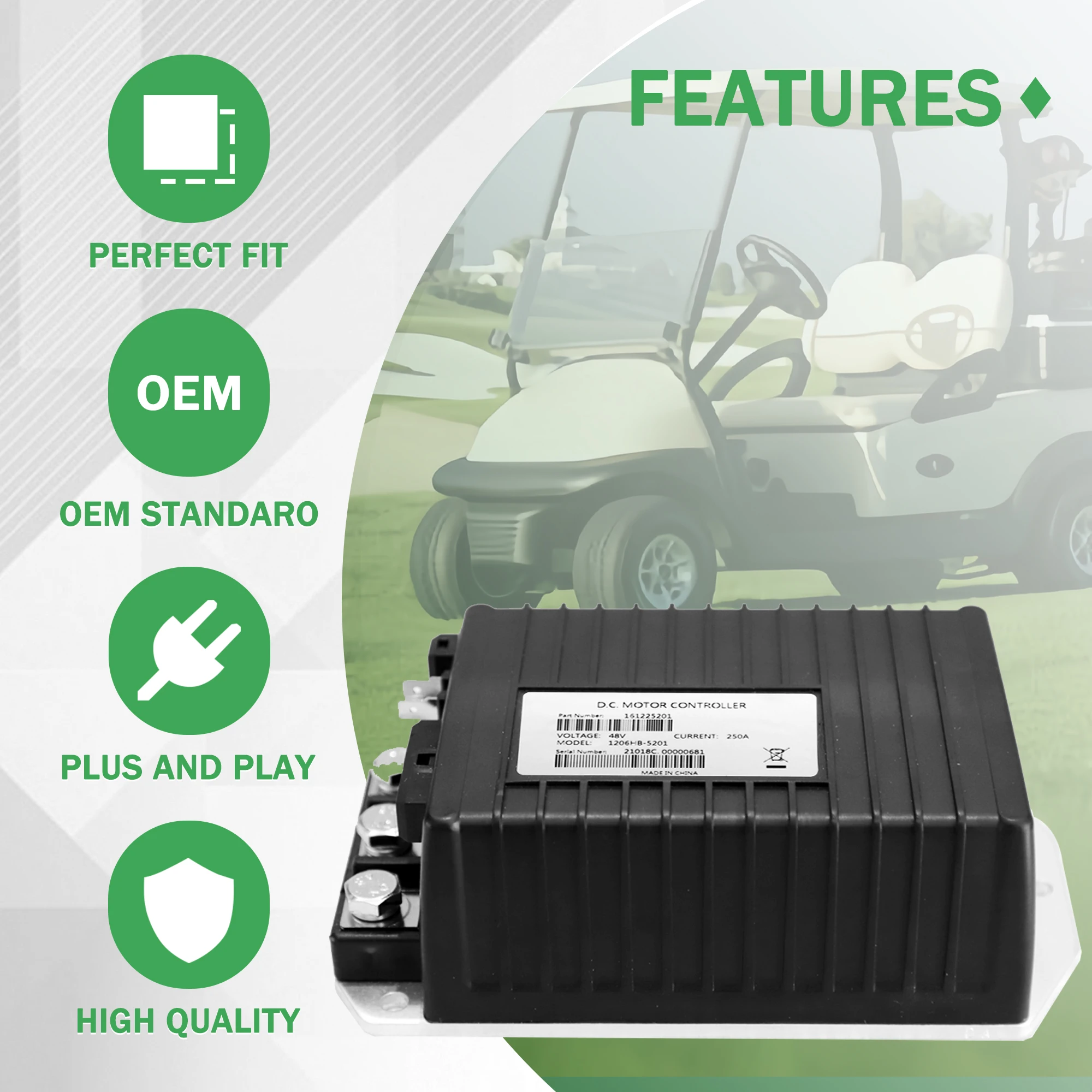 

1206HB-5201 48V 250A for EZGO 2010-2019 Replace Curtis 1206HB 5201 DC Motor Speed Controller ITS TXT Cushman Yamaha