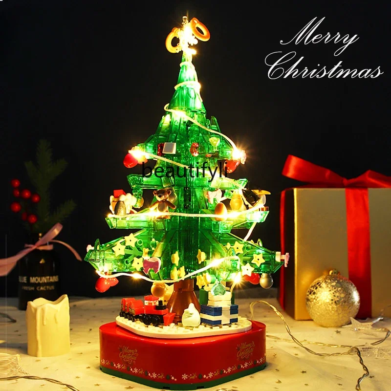 Christmas tree building block boys and girls puzzle assembled toys music box children christmas gifts