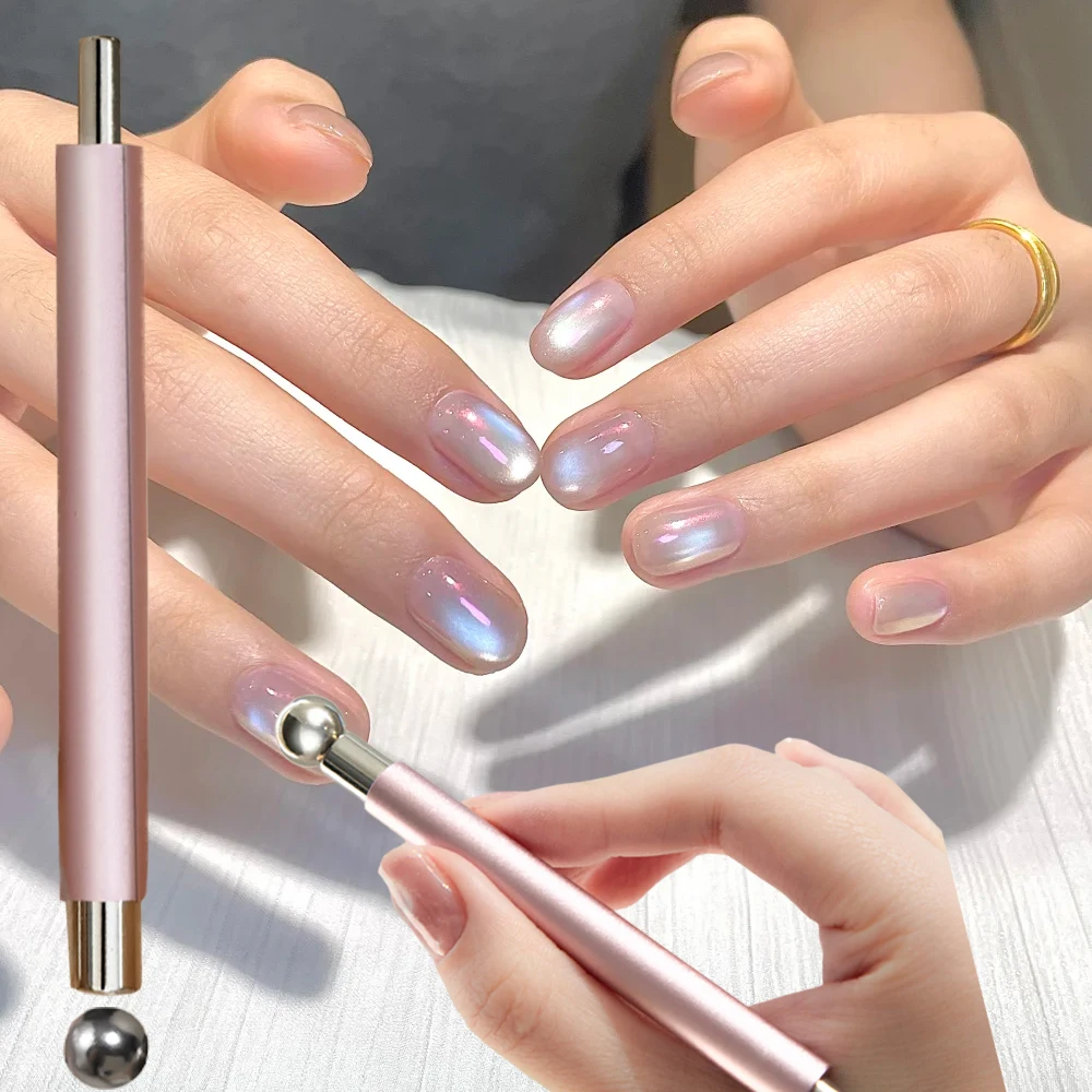 

﻿ ﻿ 1 шт., розовая магнитная палочка для ногтей «кошачий глаз» для DIY, специальный стеклянный шарик, лак для ногтей с двойной головкой, магнитный стержень, новый обновленный инструмент