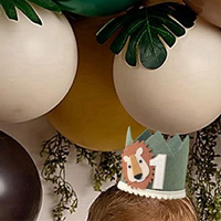 1 Year Old Kids Avocado Green Lion Birthday Crown First Baby Party White Non Woven Safari CJAS