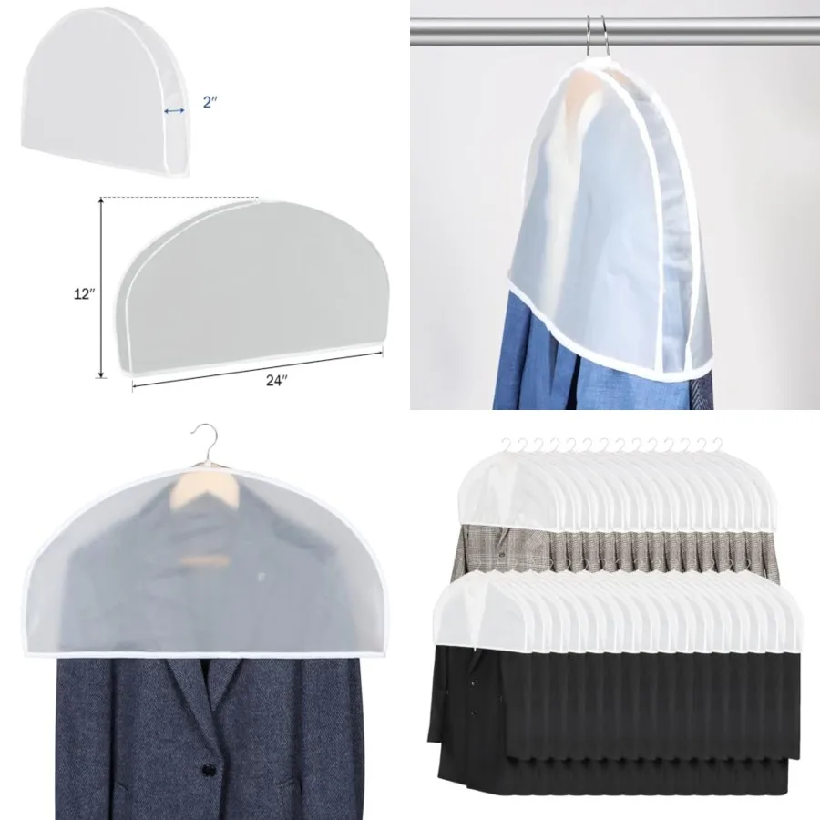 

Shoulder Covers for Clothes Hanger Covers Breathable Garment Covers for Hanging Dress Shoulder Cover with 2 Gusset for Suit, Co