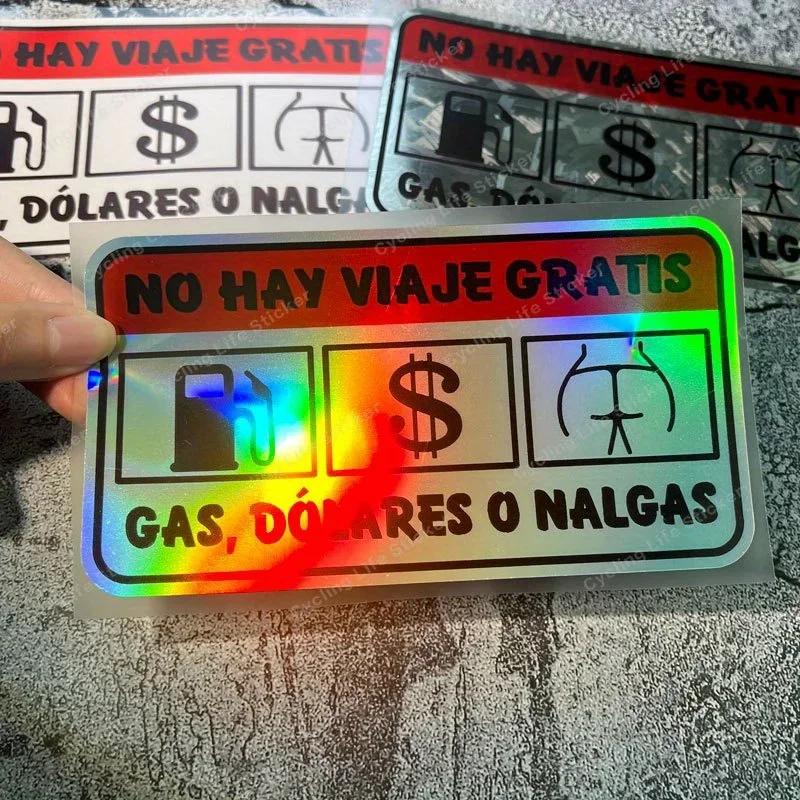 قطعة واحدة من ملصقات السيارات ذات العبارة الإسبانية - ثلاثية الأبعاد، مع محطة للغاز، أوراق الدولار والغنيمة #3