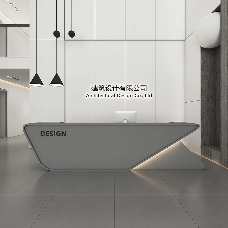 Modern simple company hotel lobby reception cabinet paint bar table checkout page office work
