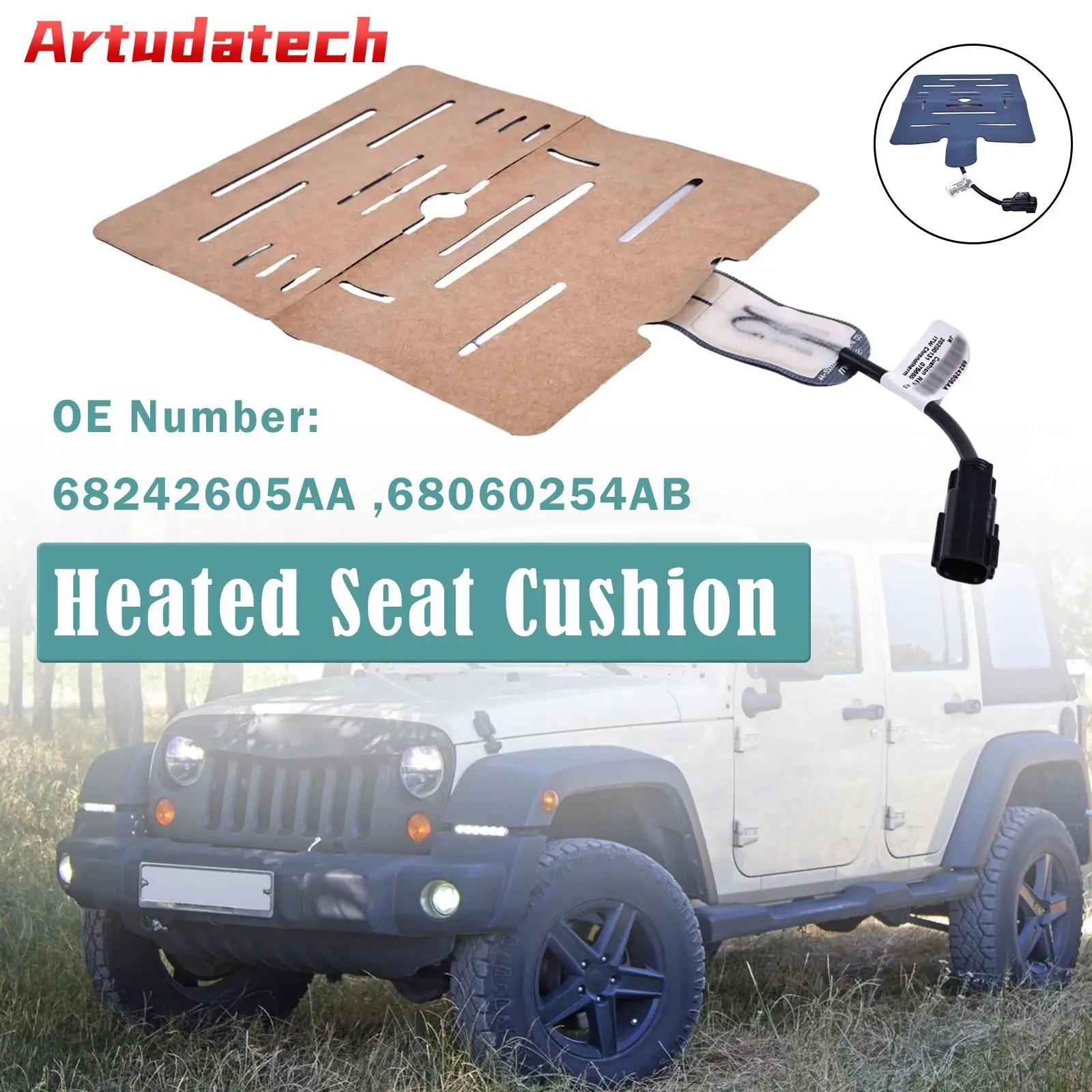 

Artudatech Heated Seat Cushion 68242605AA 68060254AB For Jeep Wrangler 2011-2012
