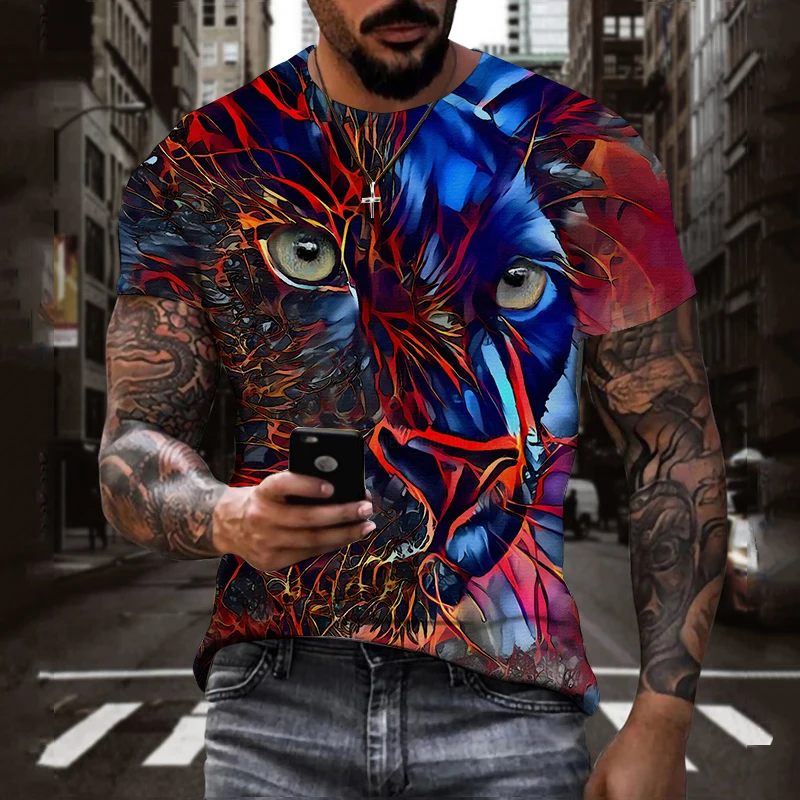 Summer Fashion Graphic Animal Tiger T-shirt Men's and Women's 3D HD Printed Hip Hop Harajuku Personality Short Sleeve Clothing