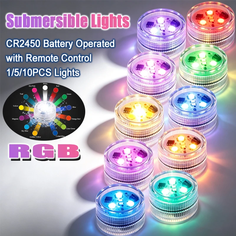 Remote Control CoSubmersible 3 LED Underwater Light With Battery RGB Night Light For Fish Tank Swimming Pool Wedding Party Lamp