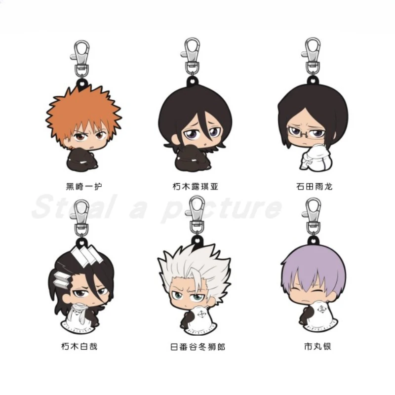 Game Hitsugaya Toushirou Byakuya Kuchiki Rukia Kurosaki Ichigo Keychain Doll Anime Acrylic Keyring Pendant for Gift