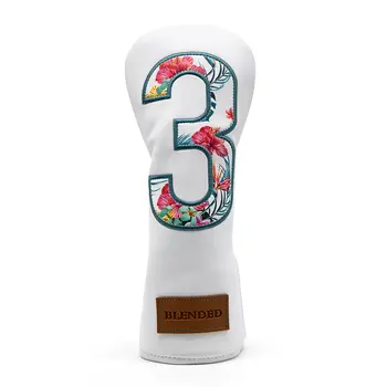 Couvre-clubs de golf, couvre-club tendance été, couvre-club de haute qualité pour driver et bois, ensemble de couvre-clubs en cuir blanc premium, pour driver, bois de parcours et hybride. 8 best sales Matériel de golf - №4