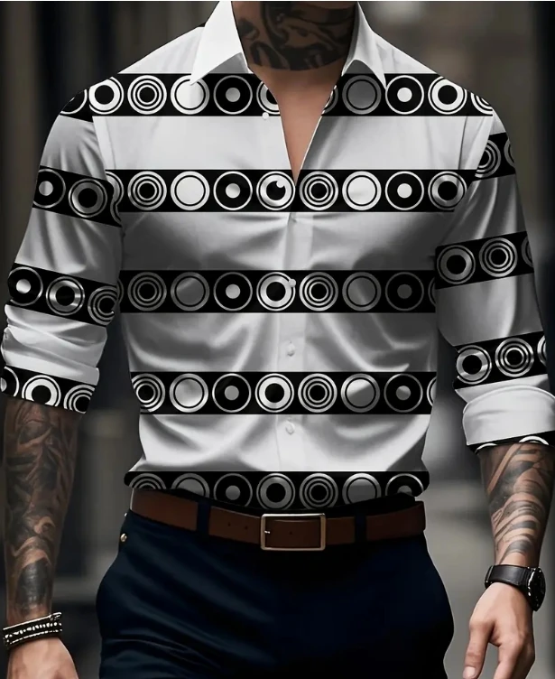 

Men's Retro 70s 3D Printed Long Sleeve Shirts Tops Vintage Hawaii Beach Shirt And Blouse Male Streetwea