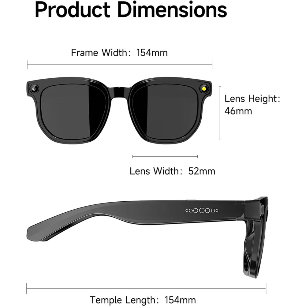 Smart Glasses with 8MP Camera, Translator for 140+ Languages, and Open Ear Design for POV Video Recording and Vlogging view 5