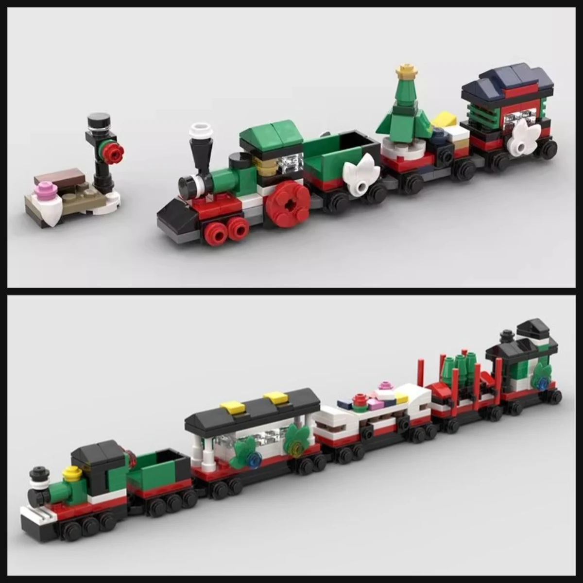 

MOC Christmas Series Mini Winter Holiday Train Building Blocks Set Creative Xmas Visitor Sightseeing Car Model DIY Kids Toy Gift