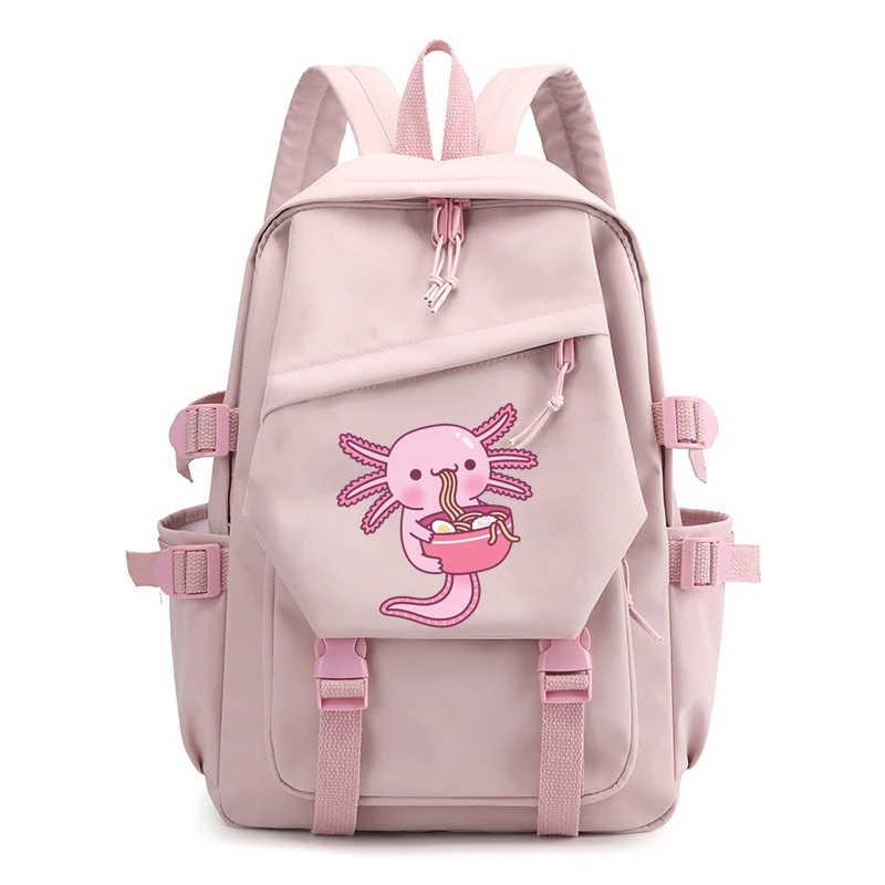

Cute Axolotl Eating Japanese Ramen Noodles Anime Backpacks Back Packs for Teenager School Student Bagpacks Back To School Gifts