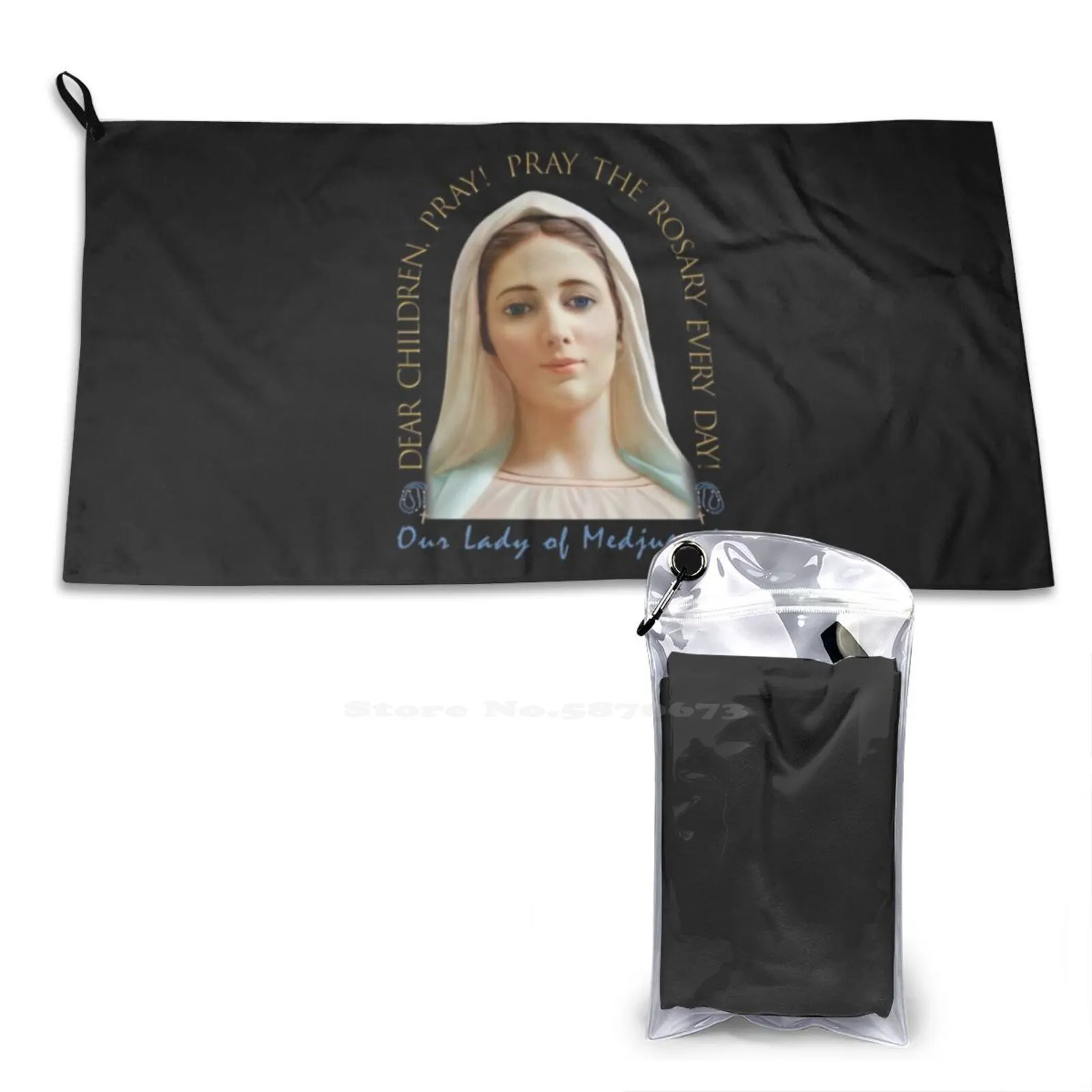 Message And Image Of Our Lady Of Medjugorje Bathroom Swimming School Travel Soft Towels Religion Christianity Medugorje