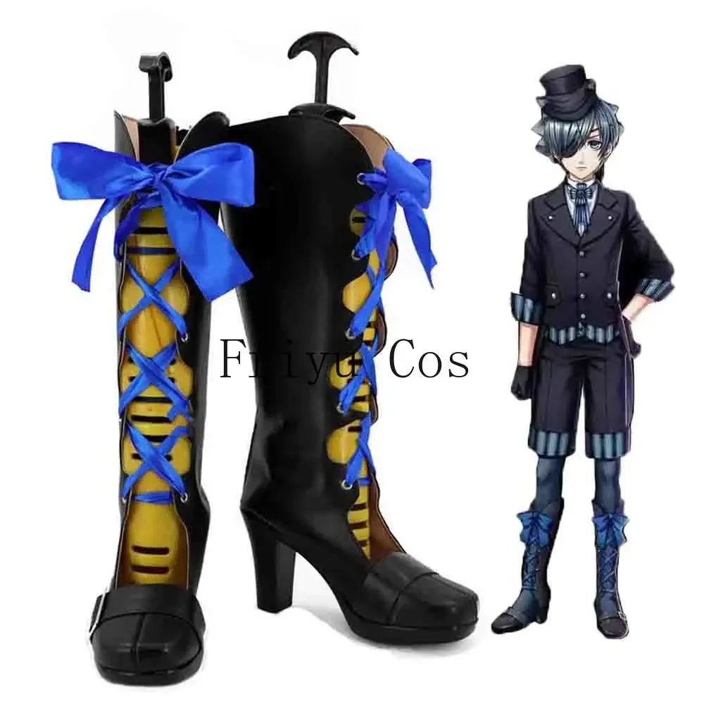

Black Butler Kuroshitsuji: Book of the Atlantic Ciel Phantomhive Anime Customize Cosplay High Heels Shoes Boots Women Men