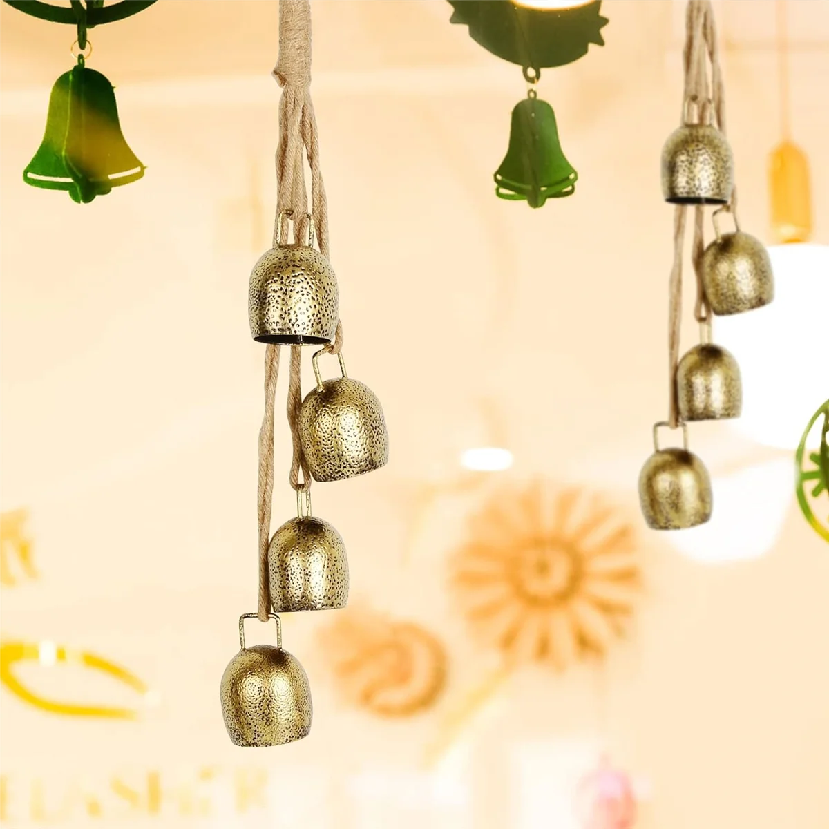جرس البقر المعدني العتيق المحمول باليد، جرس عيد الميلاد، زينة جرس البقرة المعلقة