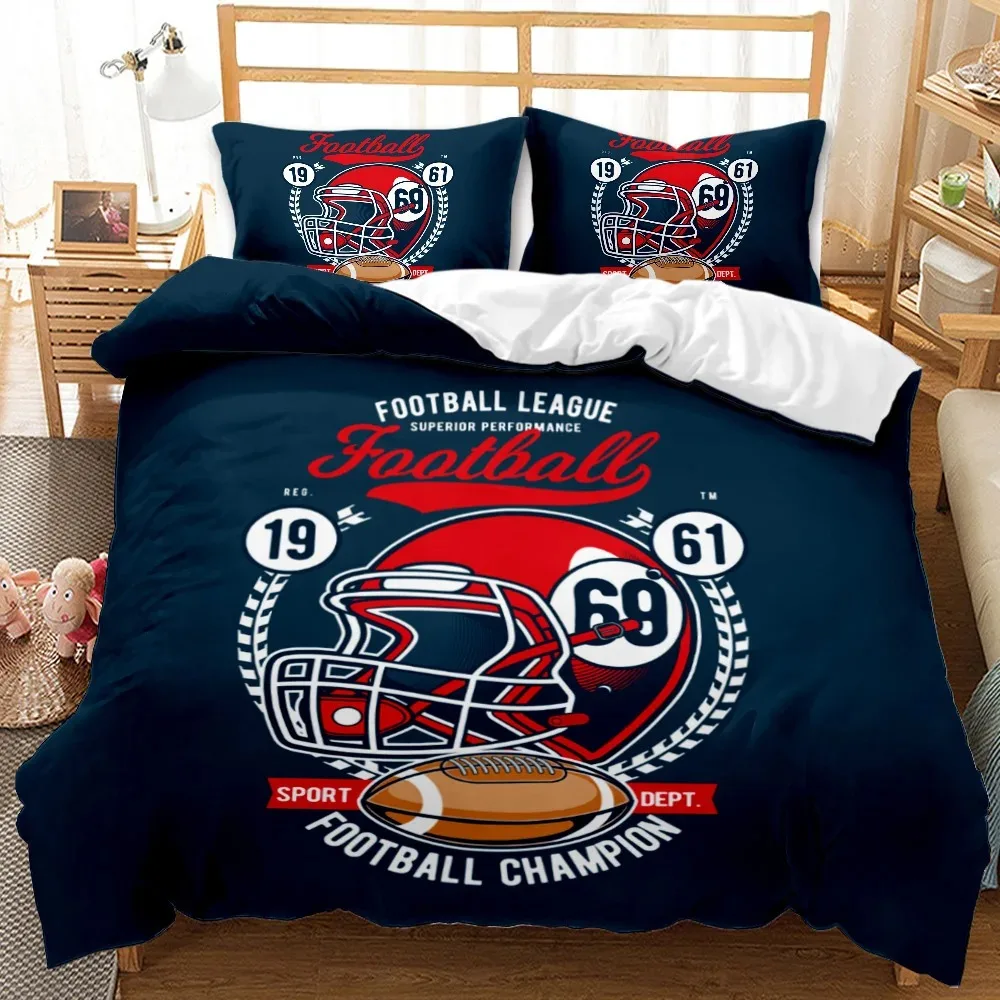 

Rugby Sports Duvet Cover Set, American Football Bedding Set Queen Football Sports Themed Comforter Cover Polyester Quilt Cover