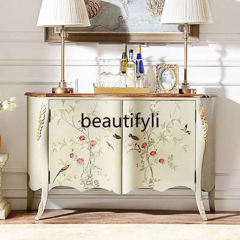 

American retro solid wood dining side locker foyer porch cabinet partition decorative cabinet45