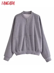 Tangada 2023 Autumn Winter Women Oversized Jacket Pocket Long Sleeve Female Loose Outwear 6P74