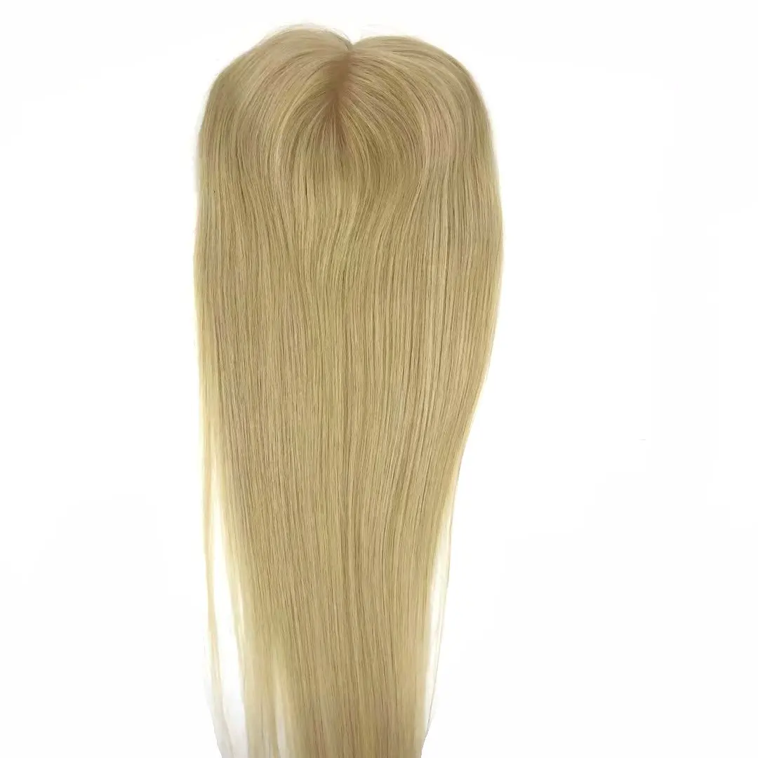 Hstonir Blond Topper Human Hair Women European Remy Hair Clips For Lady Silk Natural Hair Piece Kippa Accessories Piano TP69