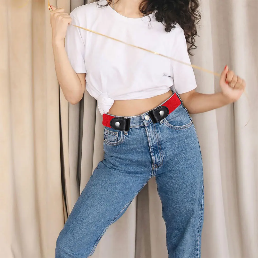 

2pcs No Elastic Belt Elastic Belt for Shorts Pants Jeans Wide Soft Invisible Waistb Red Adjustable Comfort Stretchy