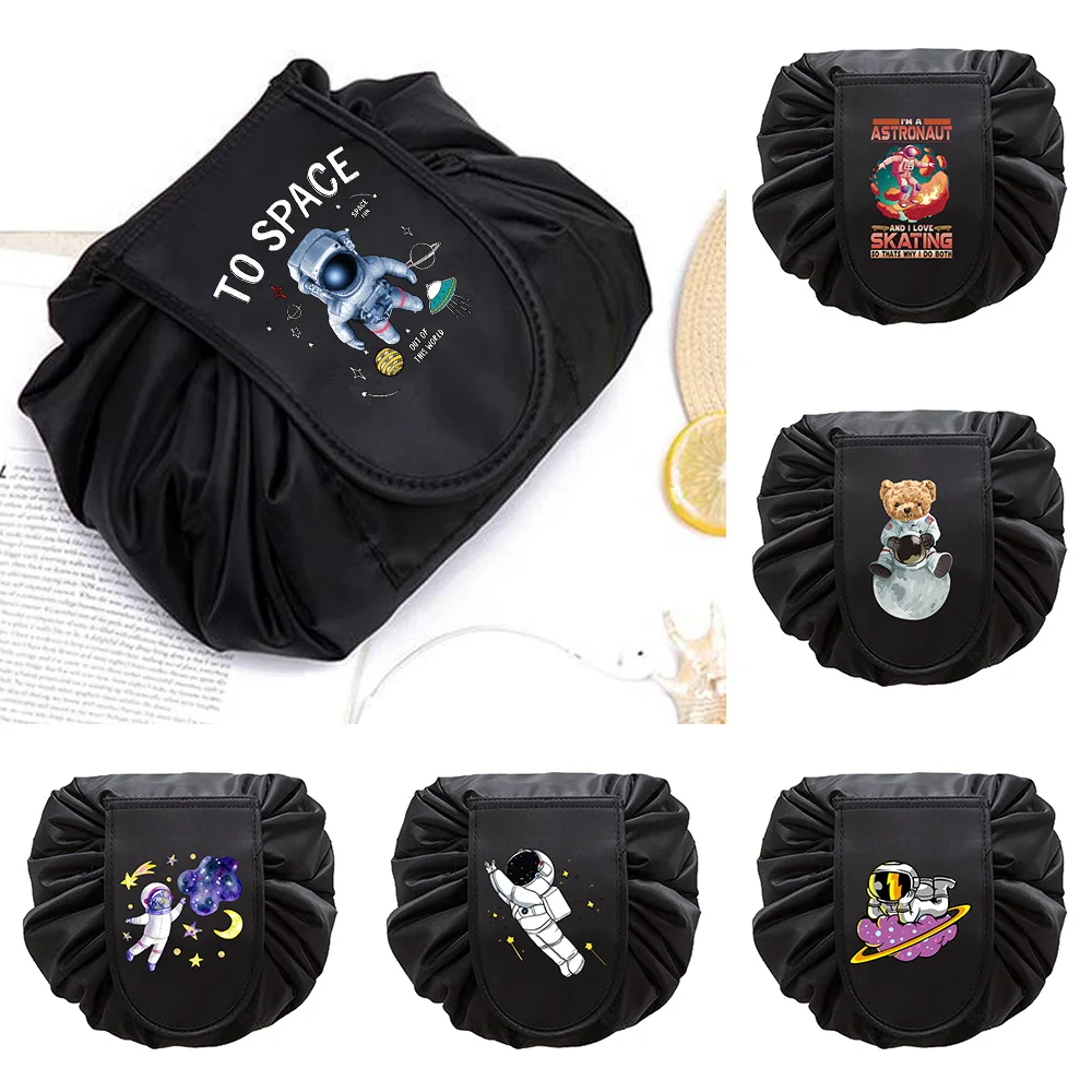 Astronaut Print Drawstring Cosmetic Bag Makeup Bag Portable To Receive The Magic Device Travel Portable Simple New Cosmetic Bag